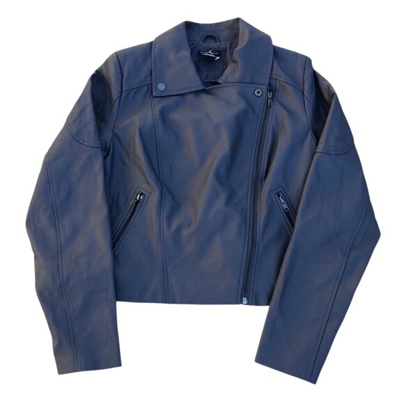 City Chic Women's Blue Gray Faux Leather Jacket, 2XS - Picture 1 of 9